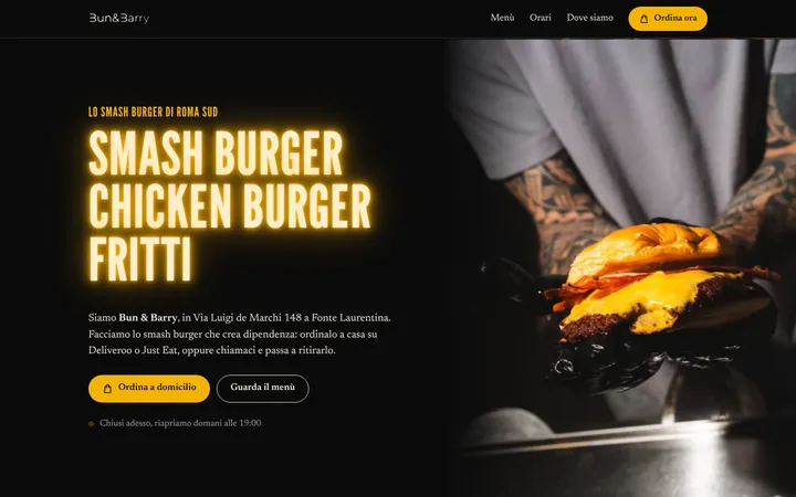 Il progetto dimostrativo per Bun & Barry, smash burger a Roma